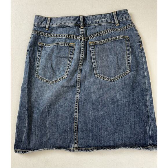 Tommy Hilfiger Denim Skirt Womens‎ 2 Blue Front Slit Mini Y2K 90s fading spots - Picture 2 of 13